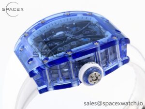 RICHARD MILLE RM53-02 BLUE TRANSPARENT TOURBILLON RMF BEST EDITION SKELETON DIAL ON WHITE RUBBER STRAP V2 - Image 7