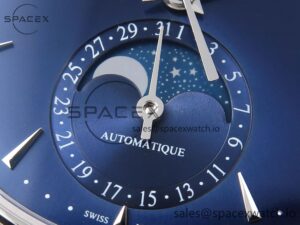 Jaeger-Lecoultre Master Ultra Thin Moon 1368420 SS ZF 1:1 Best Edition Blue Dial on Black Leather Strap SA925 Super Clone V2 - Image 10