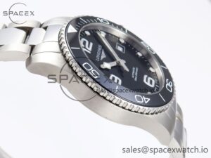 Longines Hydroconquest 43MM SS Black Ceramic Bezel XF 1:1 Best Edition Black Dial On SS Bracelet L888 - Image 8