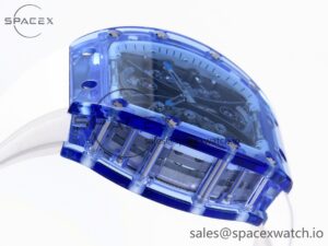 RICHARD MILLE RM53-02 BLUE TRANSPARENT TOURBILLON RMF BEST EDITION SKELETON DIAL ON WHITE RUBBER STRAP V2 - Image 8