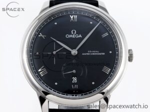 Omega De Ville Power Reserve SS MKF 1:1 Best Edition Black Dial on Black Leather Strap A8810 - Image 2