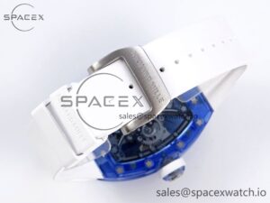 RICHARD MILLE RM53-02 BLUE TRANSPARENT TOURBILLON RMF BEST EDITION SKELETON DIAL ON WHITE RUBBER STRAP V2 - Image 14