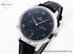 Omega De Ville Power Reserve SS MKF 1:1 Best Edition Black Dial on Black Leather Strap A8810 - Image 4