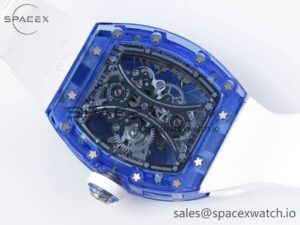 RICHARD MILLE RM53-02 BLUE TRANSPARENT TOURBILLON RMF BEST EDITION SKELETON DIAL ON WHITE RUBBER STRAP V2 - Image 15