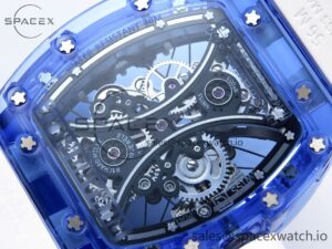 RICHARD MILLE RM53-02 BLUE TRANSPARENT TOURBILLON RMF BEST EDITION SKELETON DIAL ON WHITE RUBBER STRAP V2 - Image 16