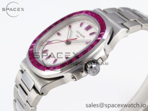 PATEK PHILIPPE NAUTILUS 5711 SS GPF 1:1 BEST EDITION WHITE DIAL PURPLE DIAMONDS BEZEL ON SS BRACELET 324CS - Image 7