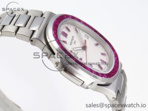 PATEK PHILIPPE NAUTILUS 5711 SS GPF 1:1 BEST EDITION WHITE DIAL PURPLE DIAMONDS BEZEL ON SS BRACELET 324CS - Image 8