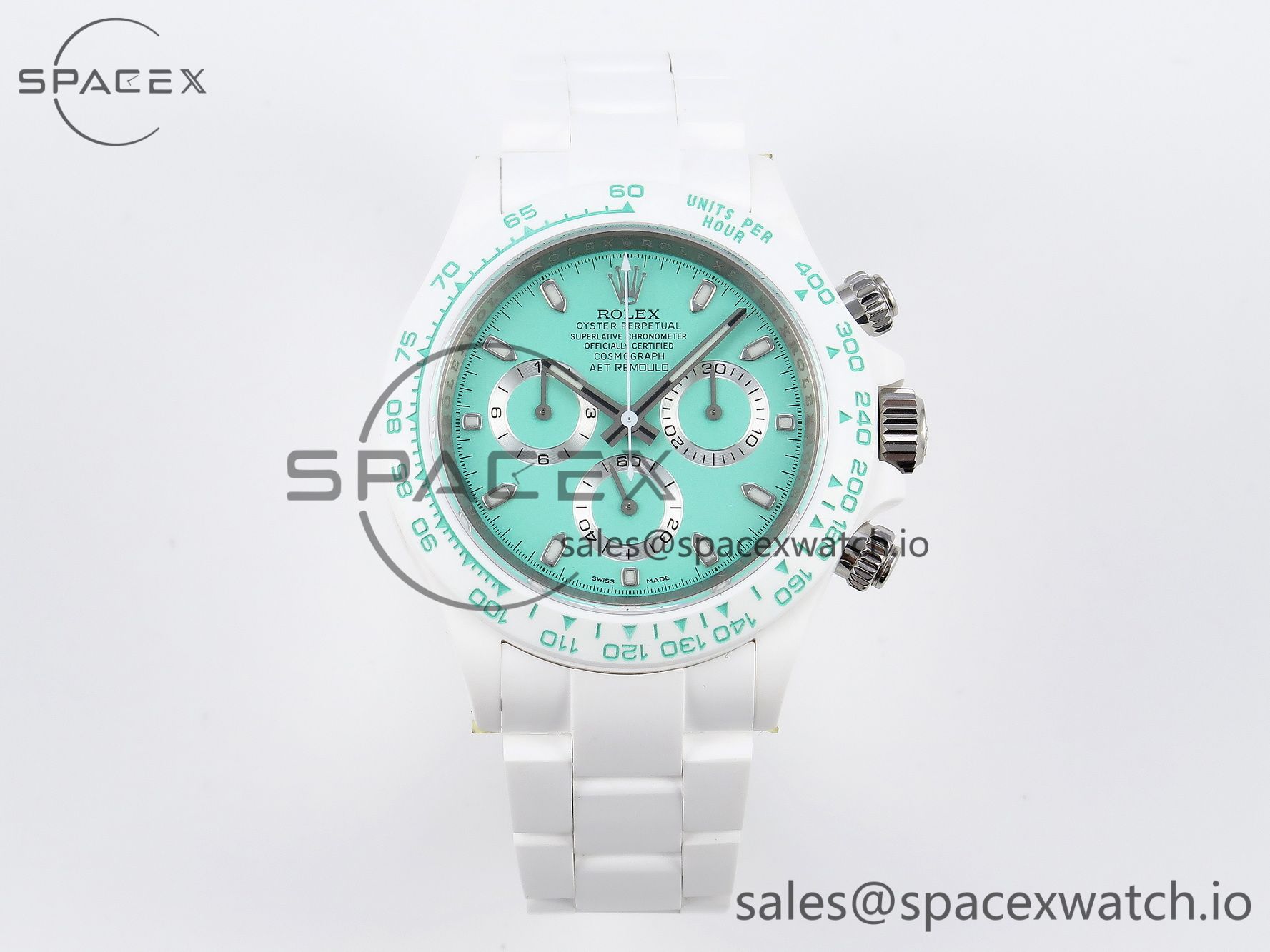 IMG_0298 Rolex Daytona AET White Ceramic Case and Bracelet Avocado Green Dial SA4130 V2 - Image 1