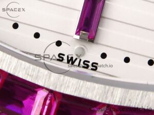 PATEK PHILIPPE NAUTILUS 5711 SS GPF 1:1 BEST EDITION WHITE DIAL PURPLE DIAMONDS BEZEL ON SS BRACELET 324CS - Image 11