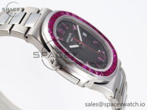 PATEK PHILIPPE NAUTILUS 5711 SS GPF 1:1 BEST EDITION GRAY DIAL PURPLE DIAMONDS BEZEL ON SS BRACELET 324CS - Image 8