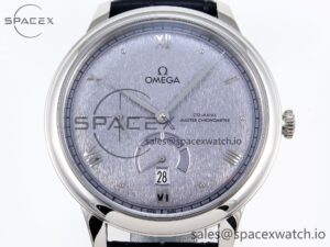 Omega De Ville Power Reserve SS MKF 1:1 Best Edition Blue Textured Dial on Black Leather Strap A8810 - Image 2