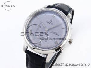 Omega De Ville Power Reserve SS MKF 1:1 Best Edition Blue Textured Dial on Black Leather Strap A8810 - Image 4