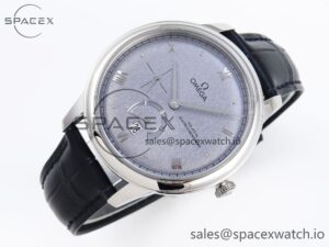 Omega De Ville Power Reserve SS MKF 1:1 Best Edition Blue Textured Dial on Black Leather Strap A8810 - Image 6