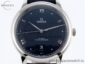 Omega De Ville Date SS MKF 1:1 Best Edition Blue Dial Roman Marker on Black Leather Strap A8800 - Image 2
