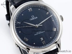 Omega De Ville Date SS MKF 1:1 Best Edition Blue Dial Roman Marker on Black Leather Strap A8800 - Image 3