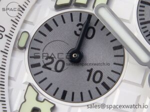 AUDEMARS PIGUET ROYAL OAK OFFSHORE 42MM SS BLACK CERAMIC BEZEL APF 1:1 BEST EDITION WHITE/SILVER DIAL ON BLACK RUBBER STRAP A7750 - Image 13