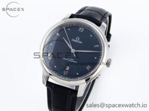 Omega De Ville Date SS MKF 1:1 Best Edition Blue Dial Roman Marker on Black Leather Strap A8800 - Image 4