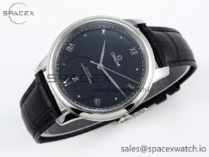 Omega De Ville Date SS MKF 1:1 Best Edition Blue Dial Roman Marker on Black Leather Strap A8800 - Image 6