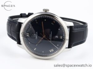 Omega De Ville Date SS MKF 1:1 Best Edition Blue Dial Roman Marker on Black Leather Strap A8800 - Image 5