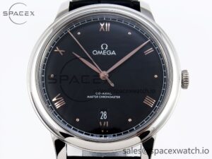 Omega De Ville Date SS MKF 1:1 Best Edition Black Dial Roman Marker on Black Leather Strap A8800 - Image 2