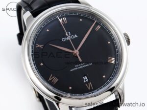 Omega De Ville Date SS MKF 1:1 Best Edition Black Dial Roman Marker on Black Leather Strap A8800 - Image 3