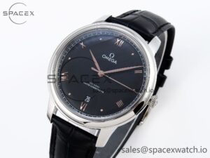 Omega De Ville Date SS MKF 1:1 Best Edition Black Dial Roman Marker on Black Leather Strap A8800 - Image 4