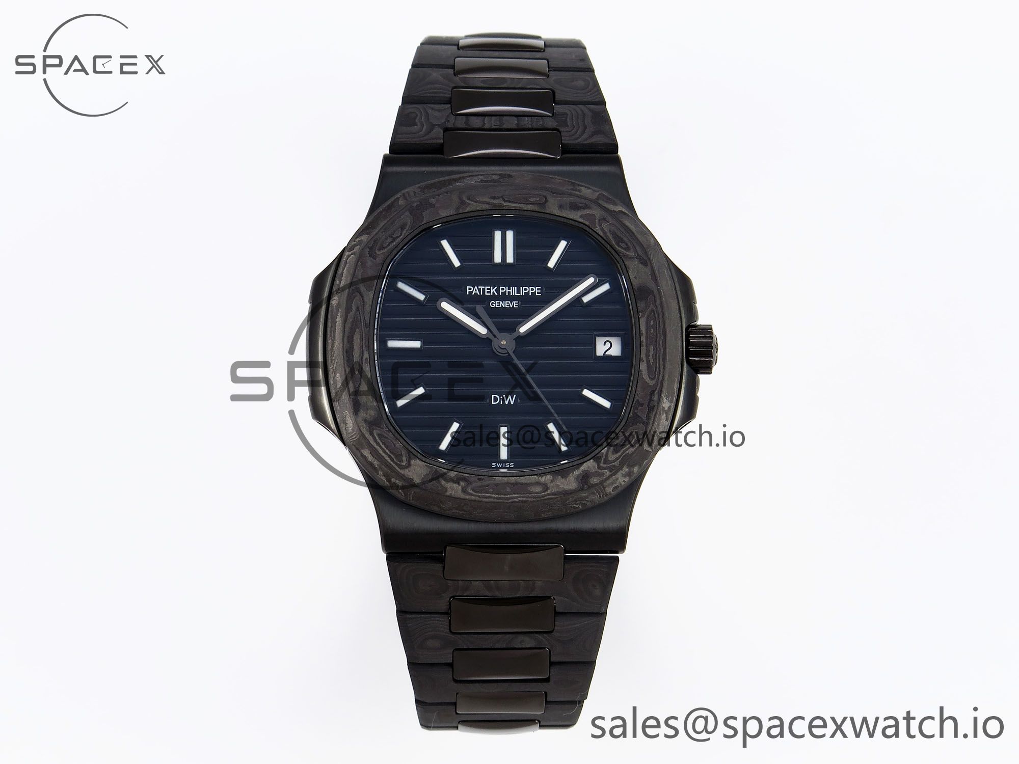 IMG_0350 PATEK PHILIPPE NAUTILUS 5711 DIW CARBON DIWF 1:1 BEST EDITION BLUE TEXTURED DIAL ON CARBON/PVD BRACELET 324CS - Image 1