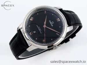 Omega De Ville Date SS MKF 1:1 Best Edition Black Dial Roman Marker on Black Leather Strap A8800 - Image 6