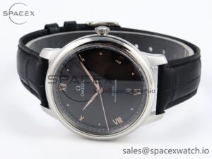 Omega De Ville Date SS MKF 1:1 Best Edition Black Dial Roman Marker on Black Leather Strap A8800 - Image 5
