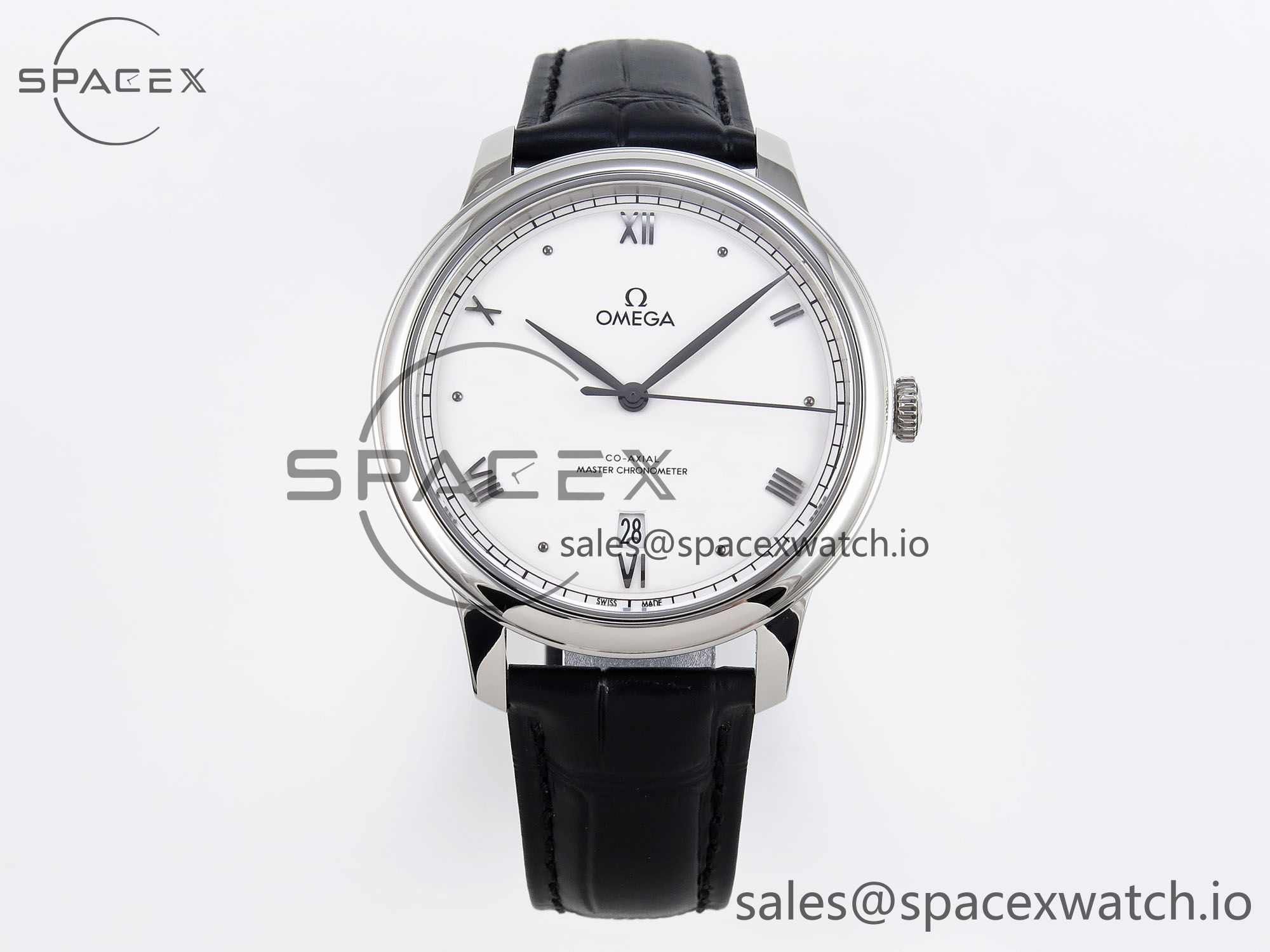 IMG_0359 Omega De Ville Date SS MKF 1:1 Best Edition White Dial Roman Marker on Black Leather Strap A8800 - Image 1