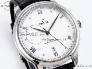 Omega De Ville Date SS MKF 1:1 Best Edition White Dial Roman Marker on Black Leather Strap A8800 - Image 3