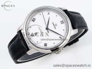 Omega De Ville Date SS MKF 1:1 Best Edition White Dial Roman Marker on Black Leather Strap A8800 - Image 6