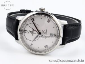 Omega De Ville Date SS MKF 1:1 Best Edition White Dial Roman Marker on Black Leather Strap A8800 - Image 5