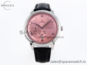 Omega De Ville Power Reserve SS MKF 1:1 Best Edition Pink Dial on Black Leather Strap