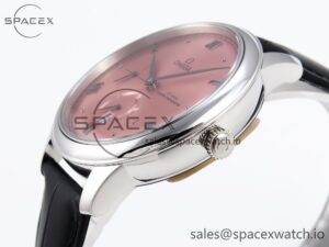 Omega De Ville Power Reserve SS MKF 1:1 Best Edition Pink Dial on Black Leather Strap - Image 7