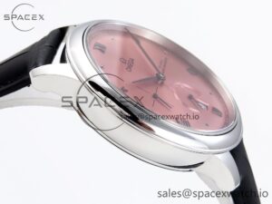 Omega De Ville Power Reserve SS MKF 1:1 Best Edition Pink Dial on Black Leather Strap - Image 8