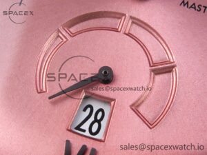 Omega De Ville Power Reserve SS MKF 1:1 Best Edition Pink Dial on Black Leather Strap - Image 11