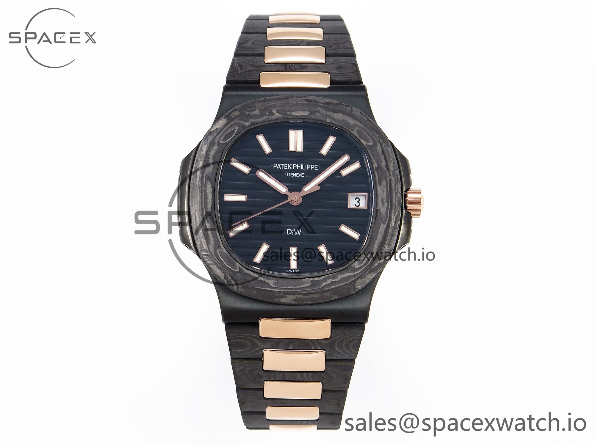IMG_0382 PATEK PHILIPPE NAUTILUS 5711 DIW CARBON DIWF 1:1 BEST EDITION BLACK TEXTURED DIAL ON CARBON/RG BRACELET 324CS - Image 1