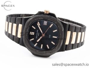 PATEK PHILIPPE NAUTILUS 5711 DIW CARBON DIWF 1:1 BEST EDITION BLACK TEXTURED DIAL ON CARBON/RG BRACELET 324CS - Image 5