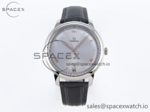 Omega De Ville Date SS MKF 1:1 Best Edition Grey Dial Roman Marker on Black Leather Strap A8800