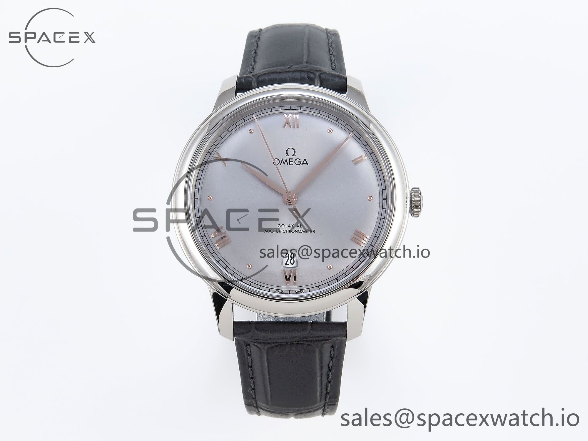IMG_0425 Omega De Ville Date SS MKF 1:1 Best Edition Grey Dial Roman Marker on Black Leather Strap A8800 - Image 1