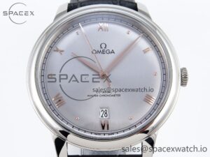 Omega De Ville Date SS MKF 1:1 Best Edition Grey Dial Roman Marker on Black Leather Strap A8800 - Image 2
