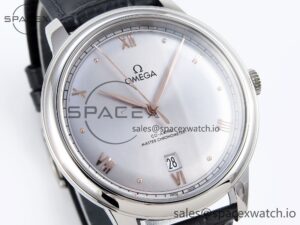 Omega De Ville Date SS MKF 1:1 Best Edition Grey Dial Roman Marker on Black Leather Strap A8800 - Image 3