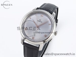 Omega De Ville Date SS MKF 1:1 Best Edition Grey Dial Roman Marker on Black Leather Strap A8800 - Image 4