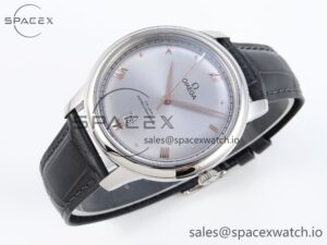 Omega De Ville Date SS MKF 1:1 Best Edition Grey Dial Roman Marker on Black Leather Strap A8800 - Image 6