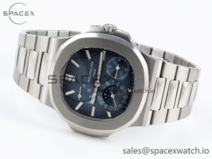 PATEK PHILIPPE NAUTILUS 5712 SS VSV 1:1 BEST EDITION BLUE DIAL ON SS BRACELET A240 SUPER CLONE V2 - Image 5