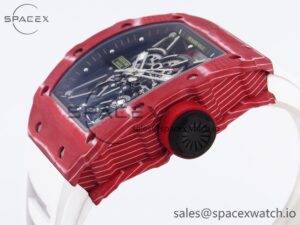 Richard Mille RM035 Red Carbon T+F Best Edition Skeleton Dial on White Rubber Strap Clone RMUL2 - Image 7