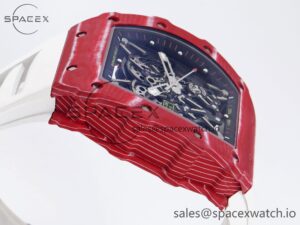 Richard Mille RM035 Red Carbon T+F Best Edition Skeleton Dial on White Rubber Strap Clone RMUL2 - Image 8