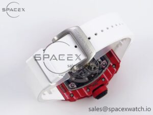Richard Mille RM035 Red Carbon T+F Best Edition Skeleton Dial on White Rubber Strap Clone RMUL2 - Image 15