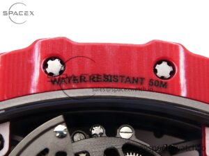 Richard Mille RM035 Red Carbon T+F Best Edition Skeleton Dial on White Rubber Strap Clone RMUL2 - Image 23